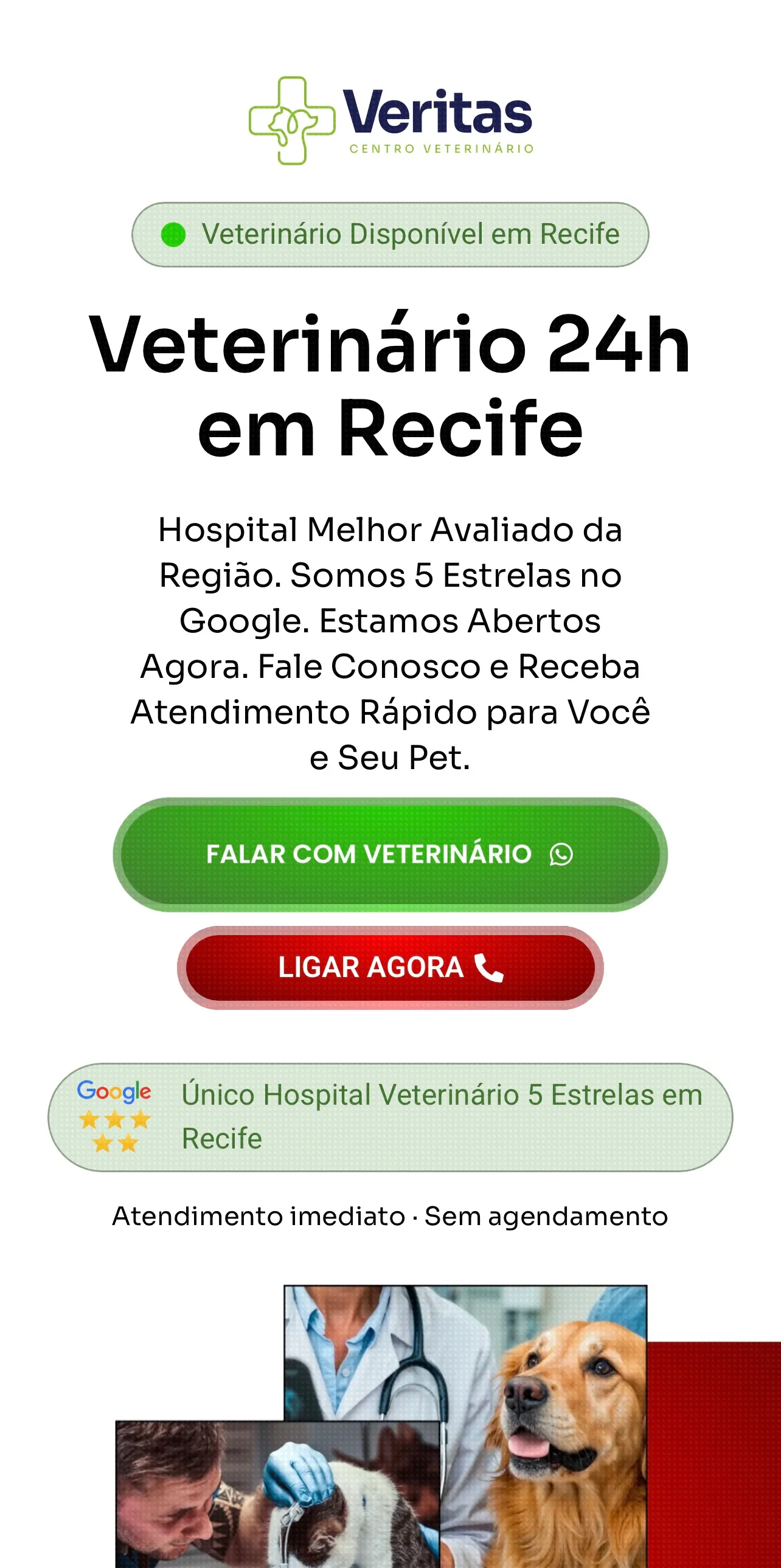 Início da landing page da Veritas usada na campanha